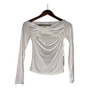 Six Fifty Women Off The Shoulder Front Cut Out White Top S Long Sleeve Dainty